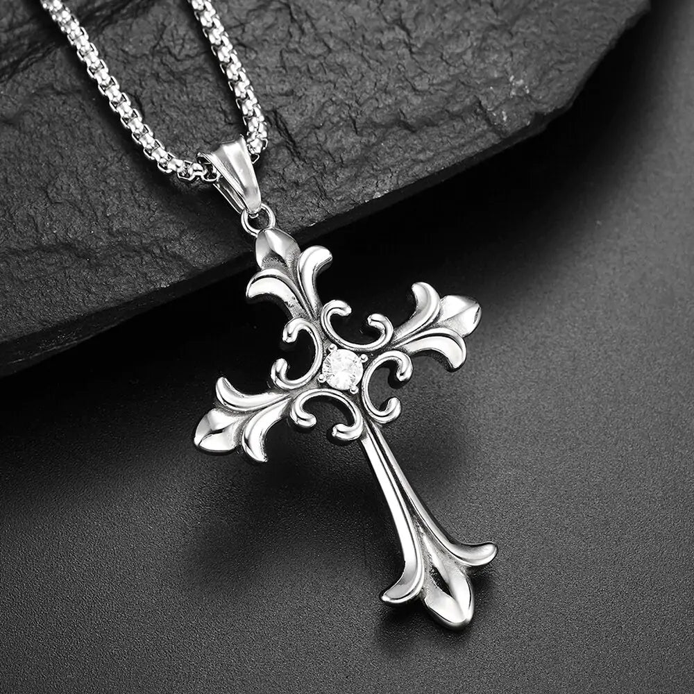 CZ Stone Cross Necklace