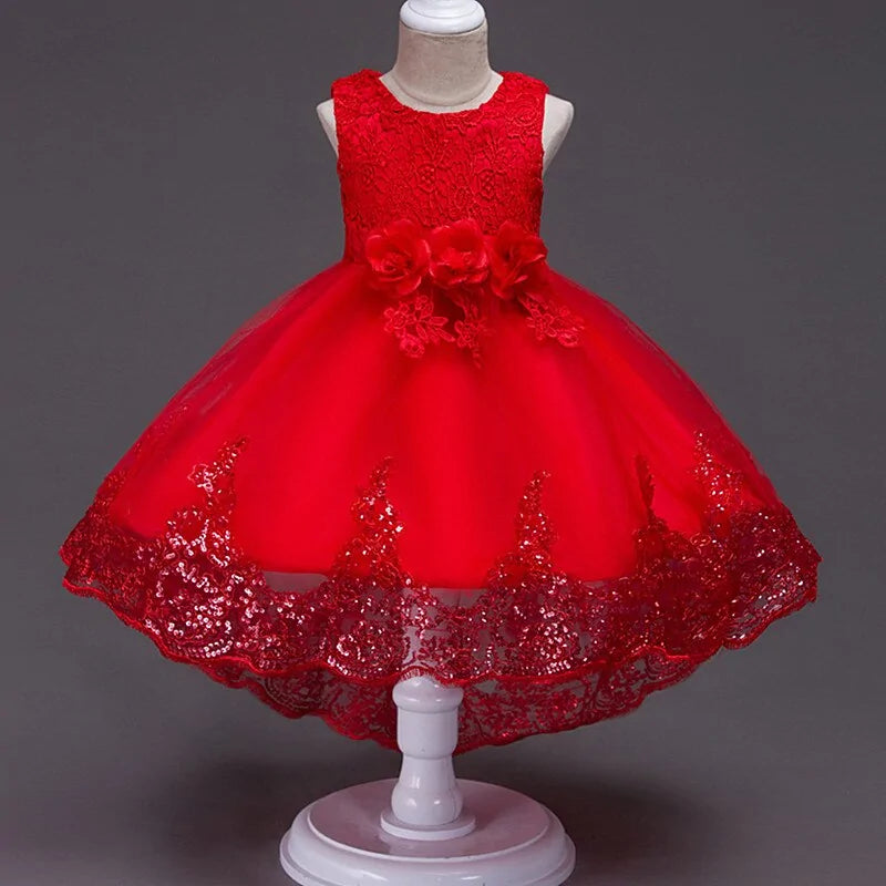 Red Flower Girl Dress