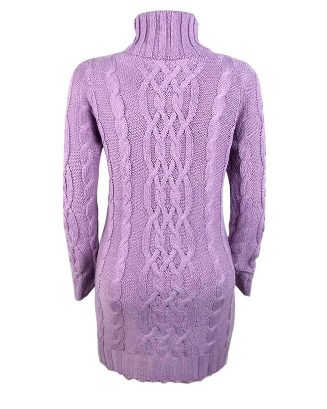 Turtleneck Twist Knitted Sweater Dress