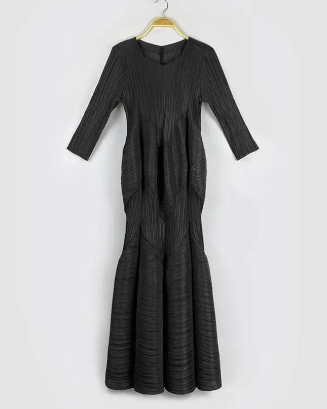 Pleated Square Collar Dress