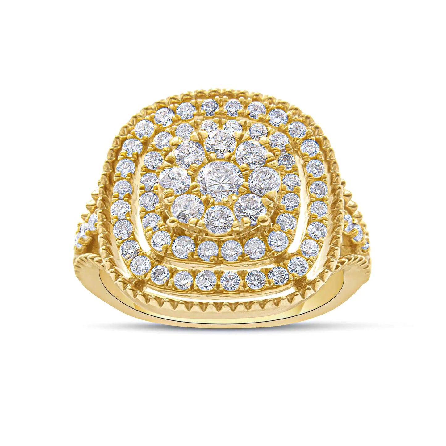 10K Yellow Gold Plated .925 Sterling Silver 1 1/4 Cttw Diamond Cocktail Ring (H-I Color, I1-I2 Clarity)