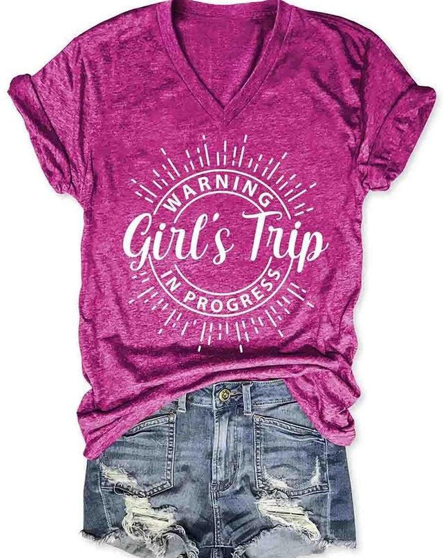 Girl's Trip Warning V-Neck Tee