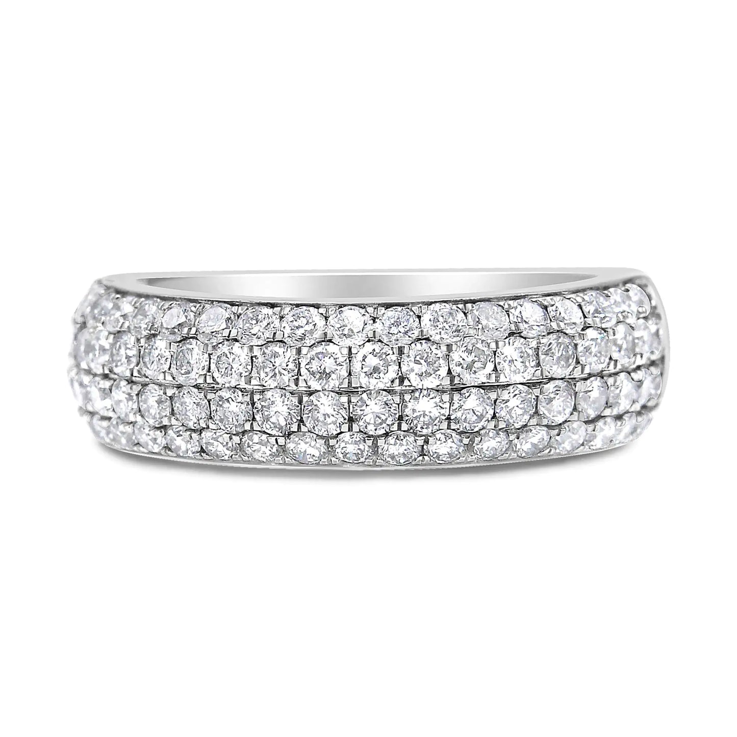 14K White Gold 1 1/2 Cttw Pave Set Lab Grown Round Diamond Domed Band Ring (G-H Color, SI1-SI2 Clarity)