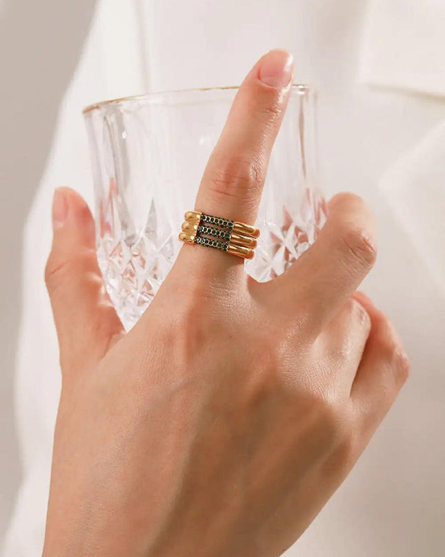 Triple-Layered Rhinestone Ring