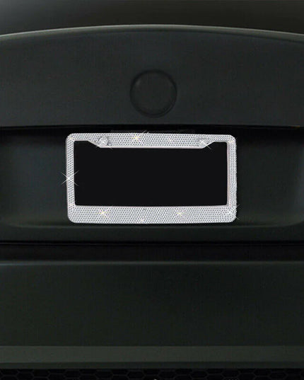 2PCS Bling License Plate Frame Glitter Crystal Sparkling Rhinestone Diamond Caps