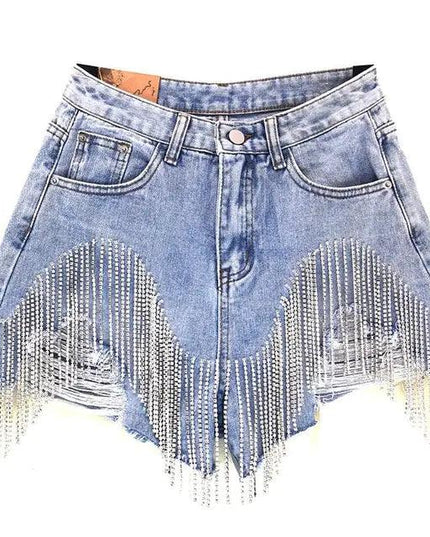 Luxurious Tassel Rhinestone Fringed Jeans