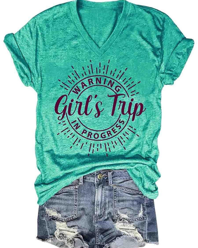 Girl's Trip Warning V-Neck Tee