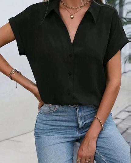 Solid Color Simple Short Sleeve Shirt