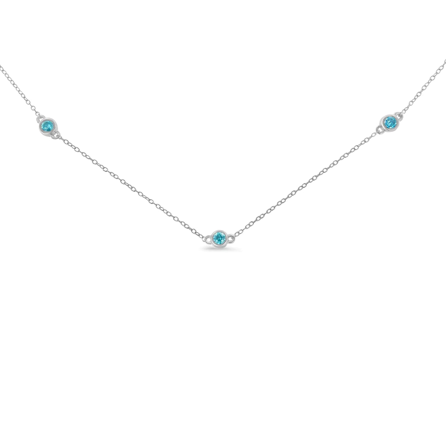 Sterling Silver Treated Diamond By Yard Necklace (1/2 cttw, Blue Color, I2-I3 Clarity)