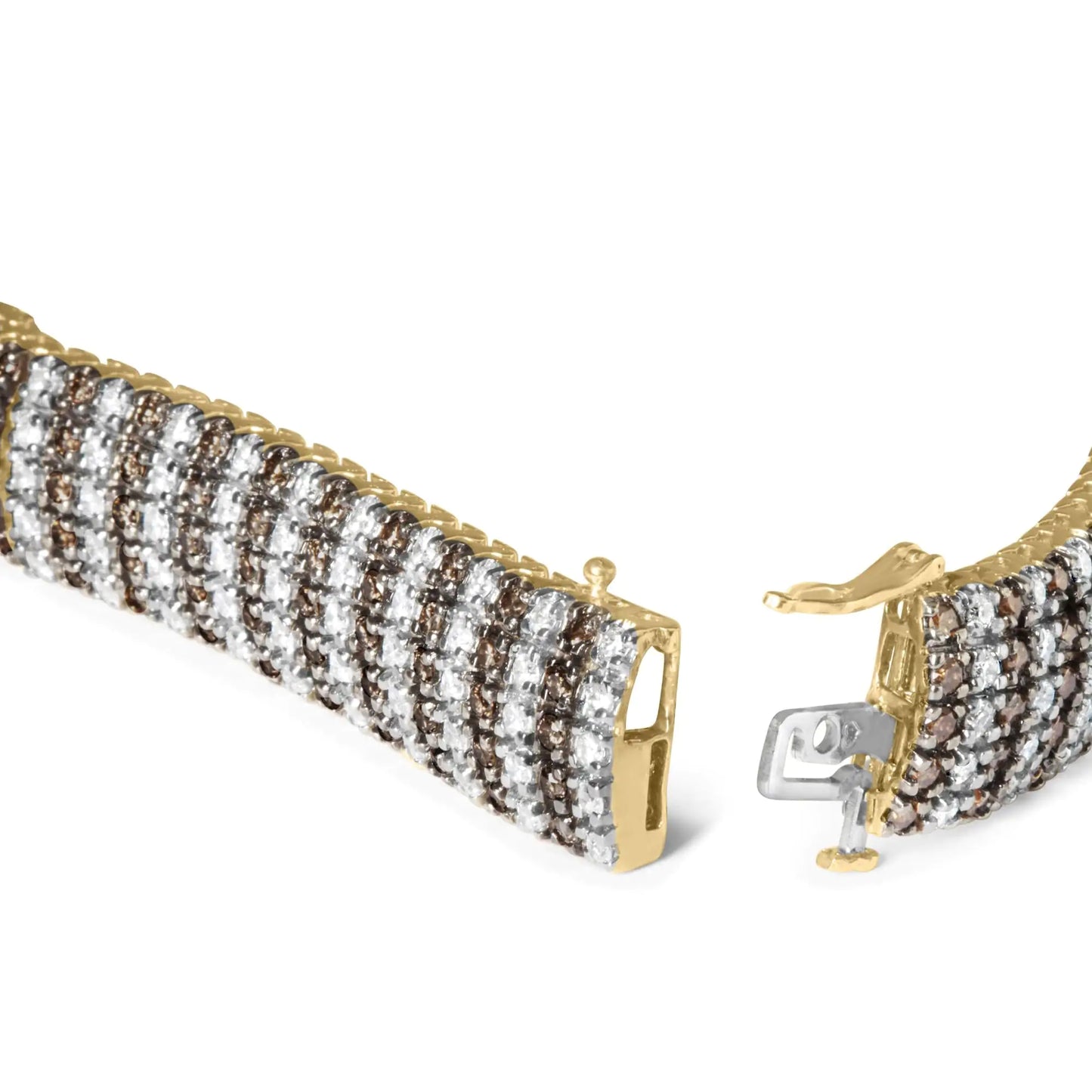 10K Yellow Gold 10 CTW 1/3 Cttw Alternating Coco Color and White Diamond 5 Row Tennis Bracelet (Brown/H-I Color, SI1-SI2 Clarity) - Size 7.25