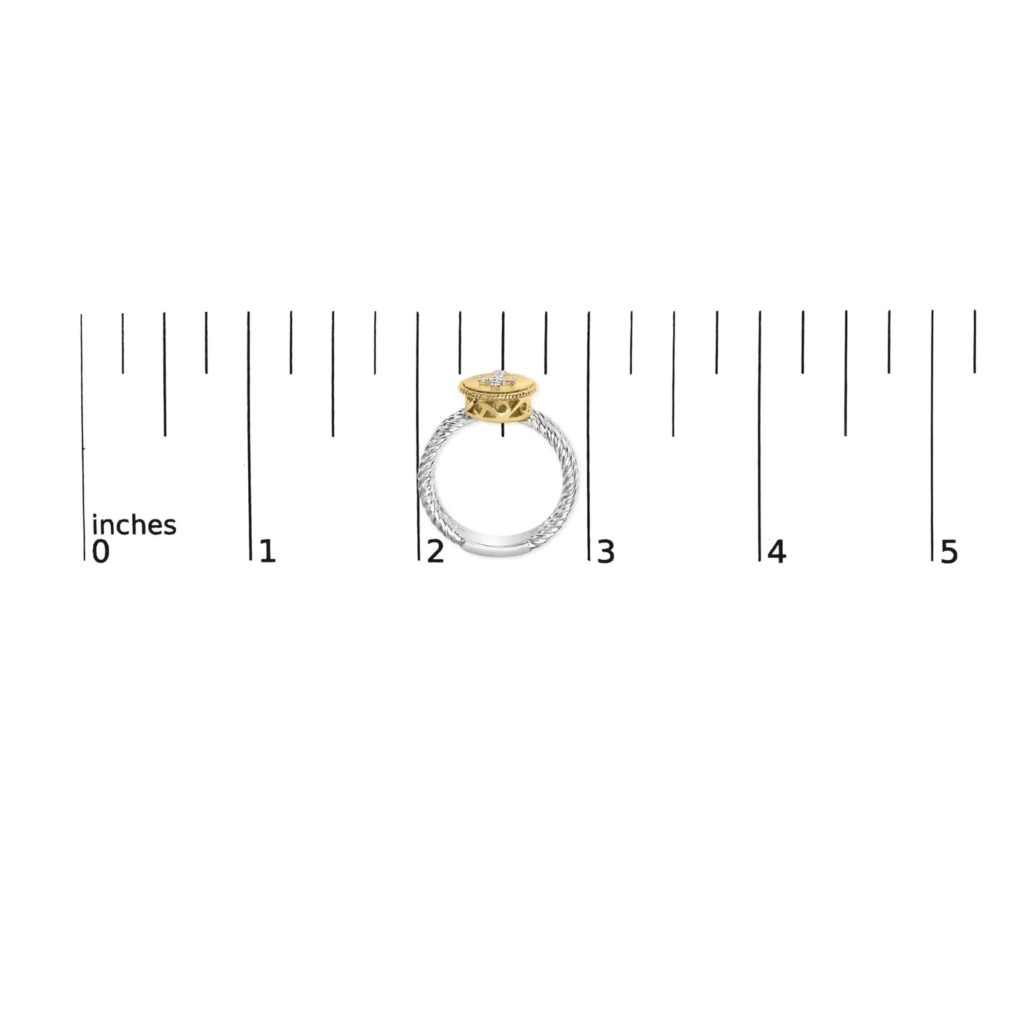 18K Yellow Gold Plated .925 Sterling Silver Diamond Cross Ring with Satin Finish (I-J Color, SI1-SI2 Clarity)