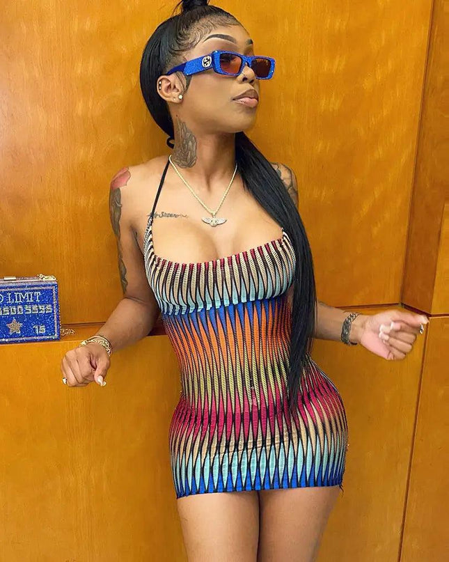 Gradient Mesh Mini Dress