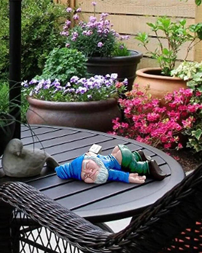 Drunk Dwarf Garden Gnome Decoration Drunken Ornament Decor Yard Patio Lawn US