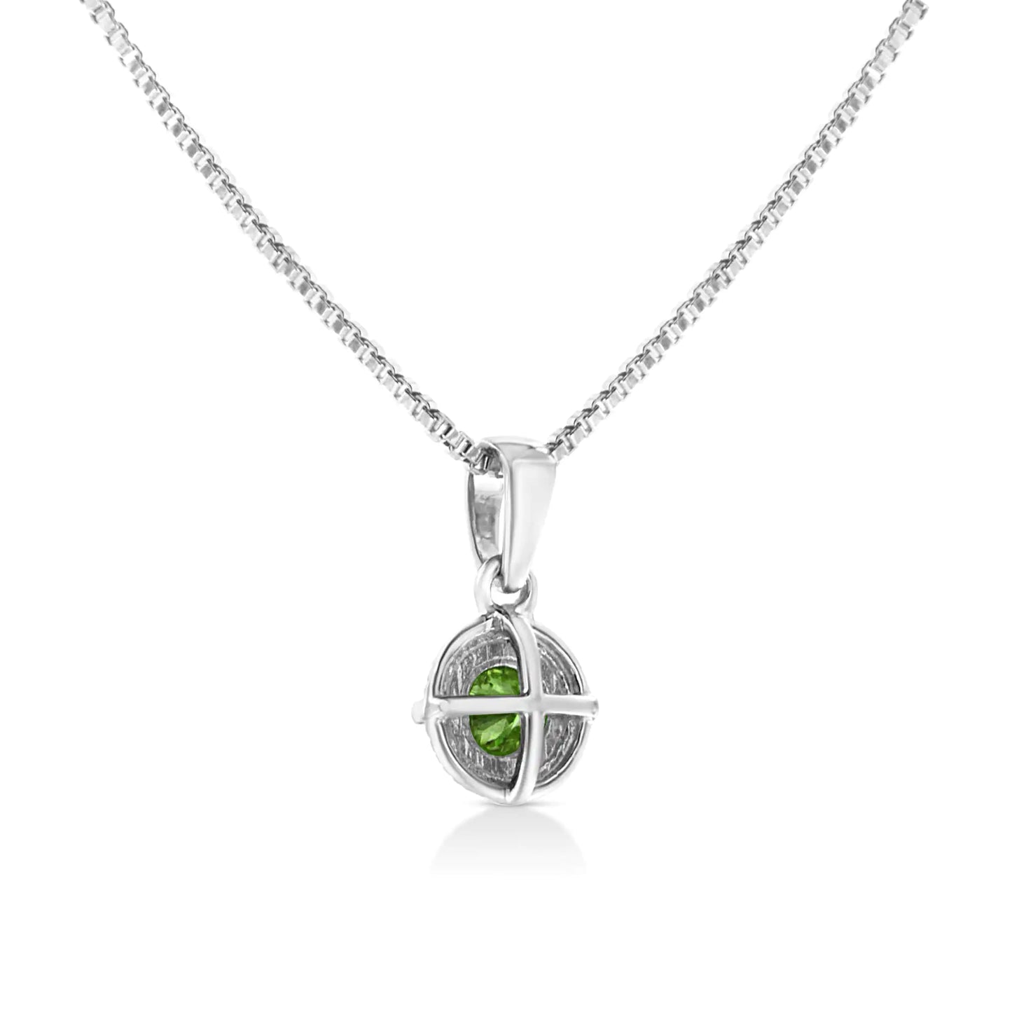 .925 Sterling Silver Treated Color Diamond Solitaire 18" Milgrain Pendant Necklace