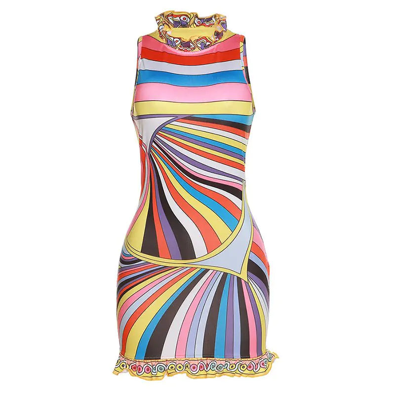 Sleeveless Multi Color Dress