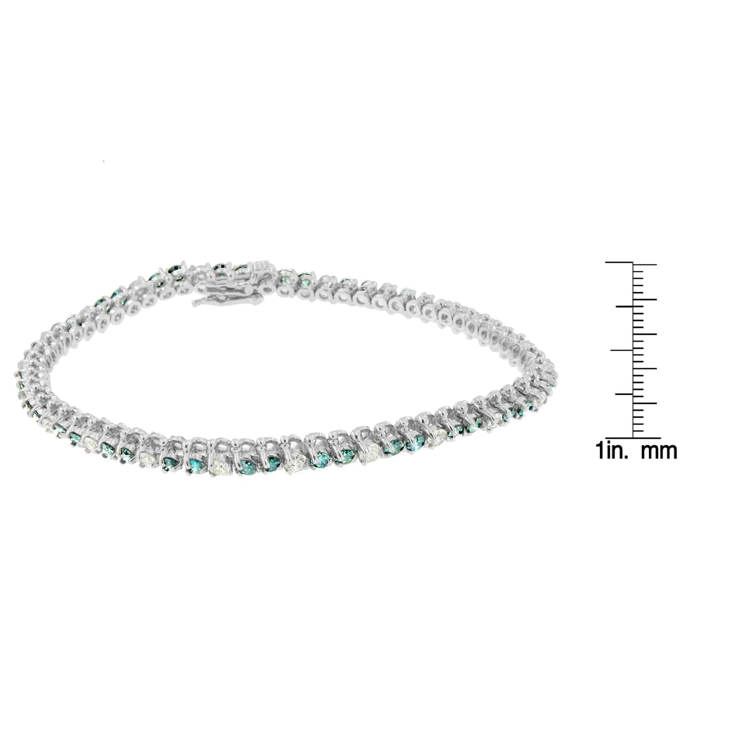 14K White Gold White And Treated Blue Diamond Bracelet (4 5/8 cttw, H-I Color, I1-I2 Clarity)