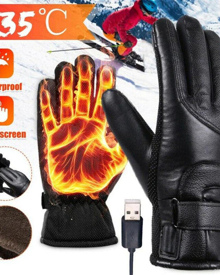 Electric USB Heated Gloves Winter Warming Thermal Ski Snow Hand Warm Windproof