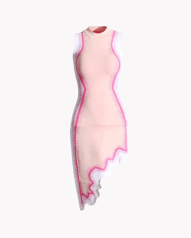 Pink Asymmetrical Knit Dress
