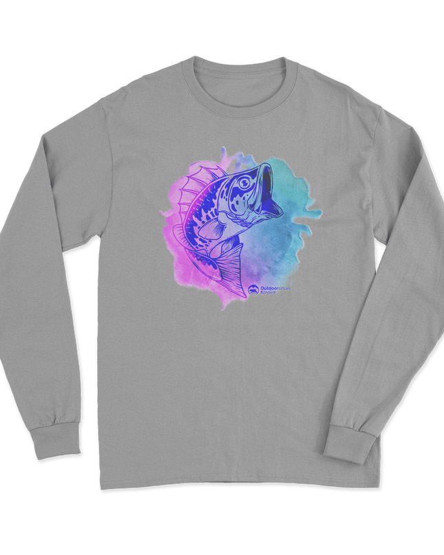 Watercolor Fishing Men Long Sleeve Shirt
