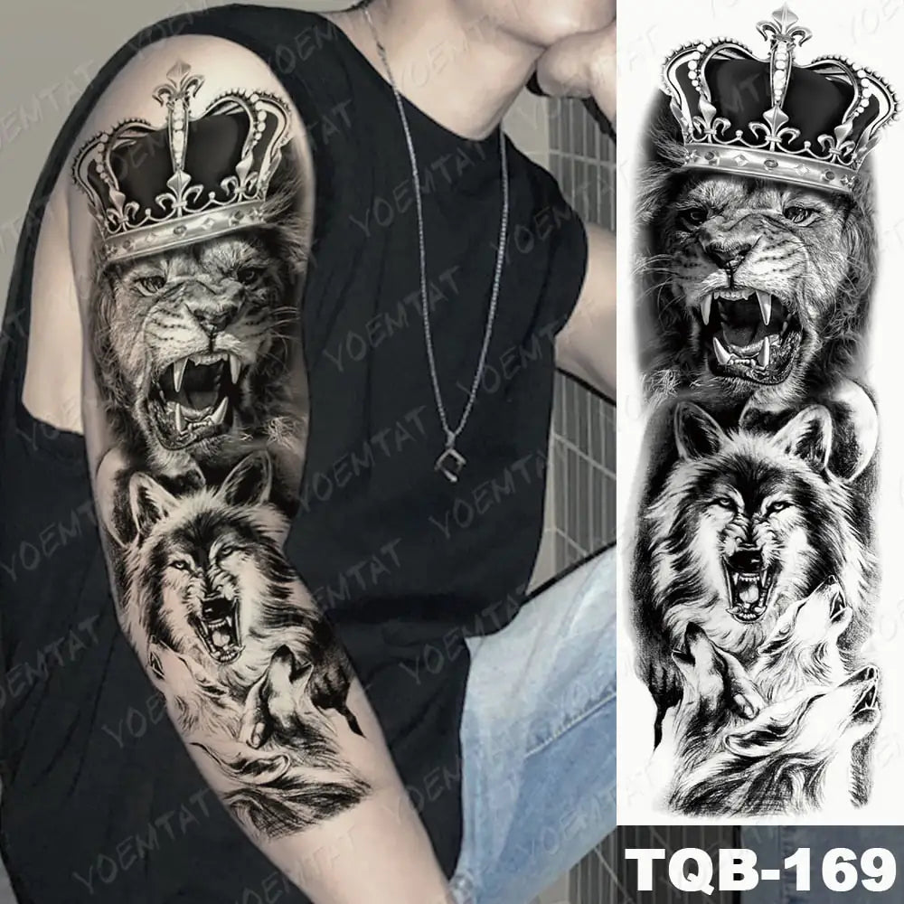 Lions in Gray Shaded Black Tattoos