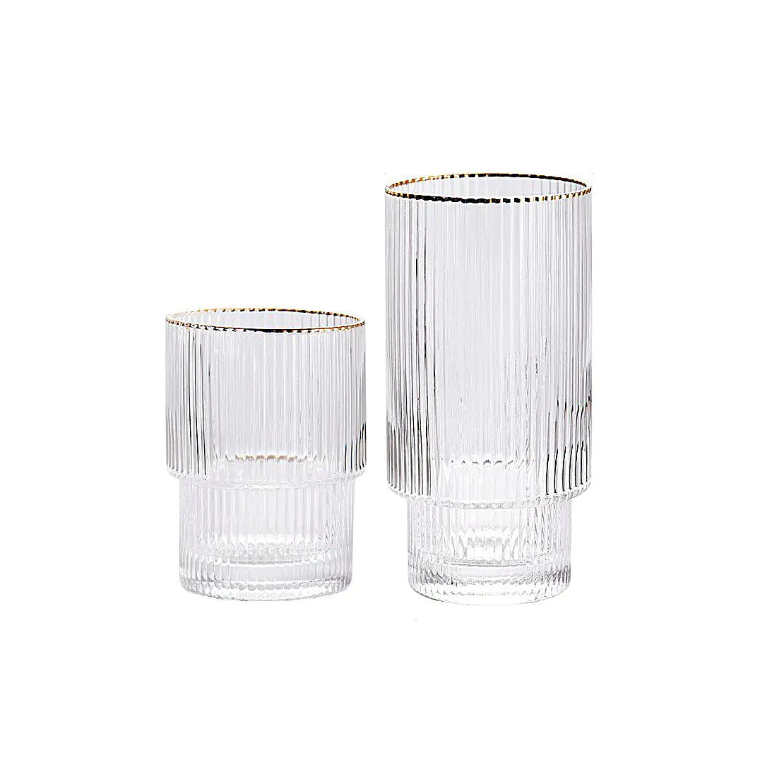 Stackable Gold Rim Ripple Drinking Glass