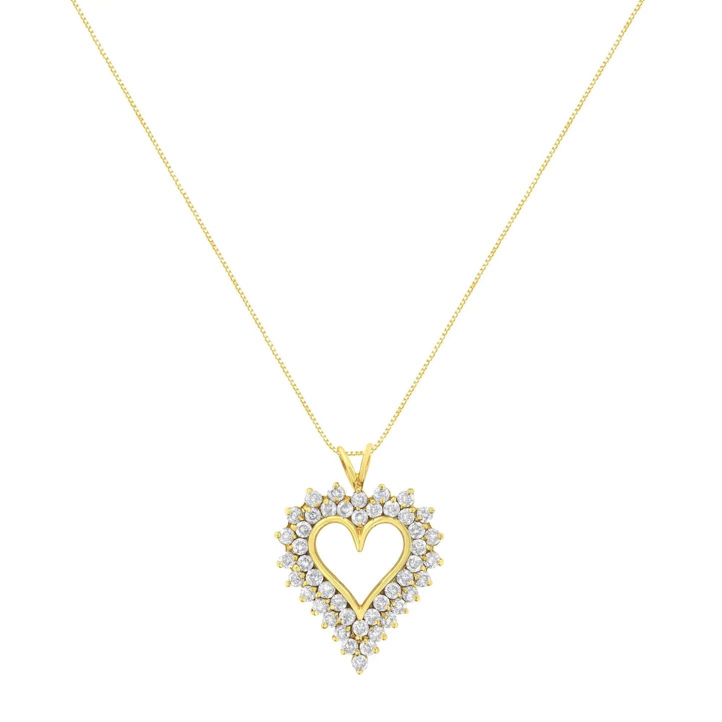 14K Yellow Gold .925 Sterling Silver 4 cttw Round-cut Diamond Cluster Heart Pendant Necklace (K-L Color, I1-I2 Clarity)