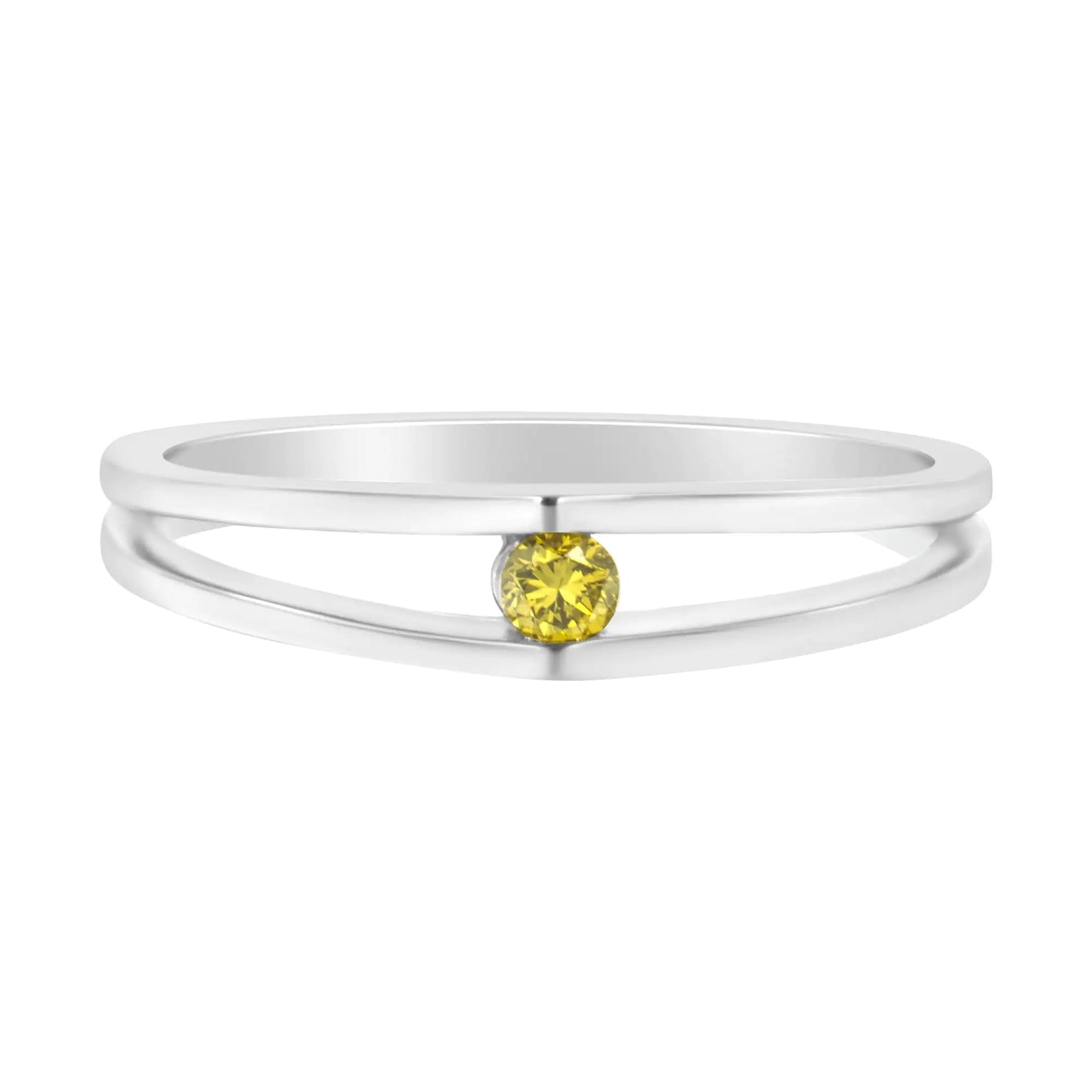 10K White Gold Treated Yellow Diamond Promise Ring (1/10 Cttw, Yellow Color, I2-I3 Clarity)