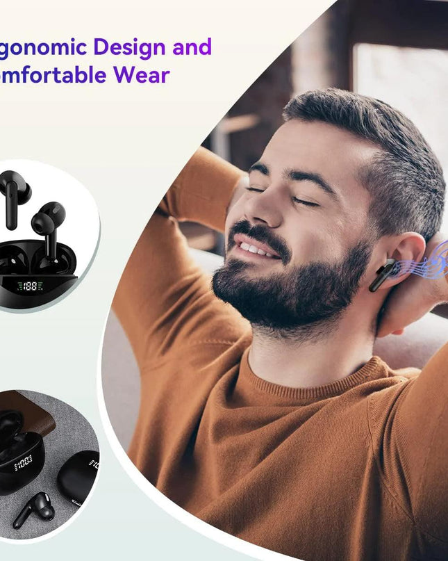 Bluetooth Earbuds Headset 5.3 Wireless Noise Cancelling TWS Trucker Waterproof