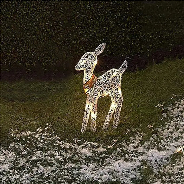 3pcs Christmas Wrought Iron Deer LED Light Glowing