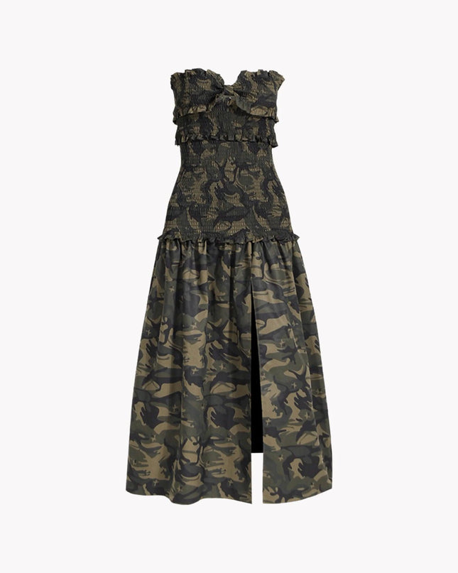 Camouflage Elastic Strapless Dress
