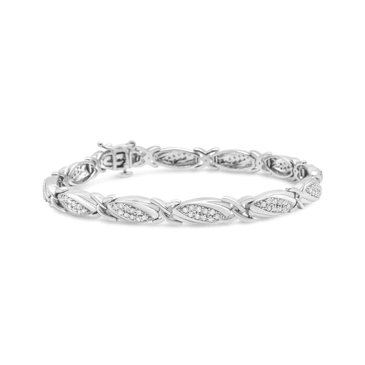 .925 Sterling Silver 1.0 Cttw Miracle-Set Diamond Round Faceted Bezel Tennis Bracelet (I-J Color, I3 Clarity)