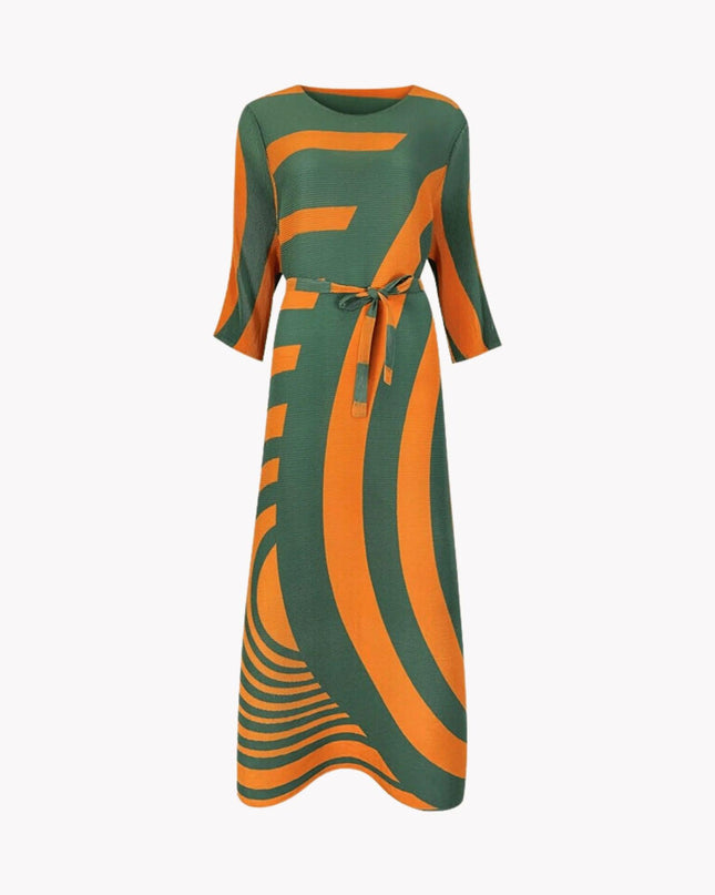 Pumpkin Swirl Pleated Dress