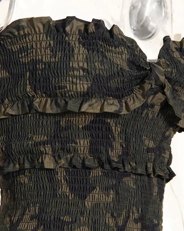 Camouflage Elastic Strapless Dress