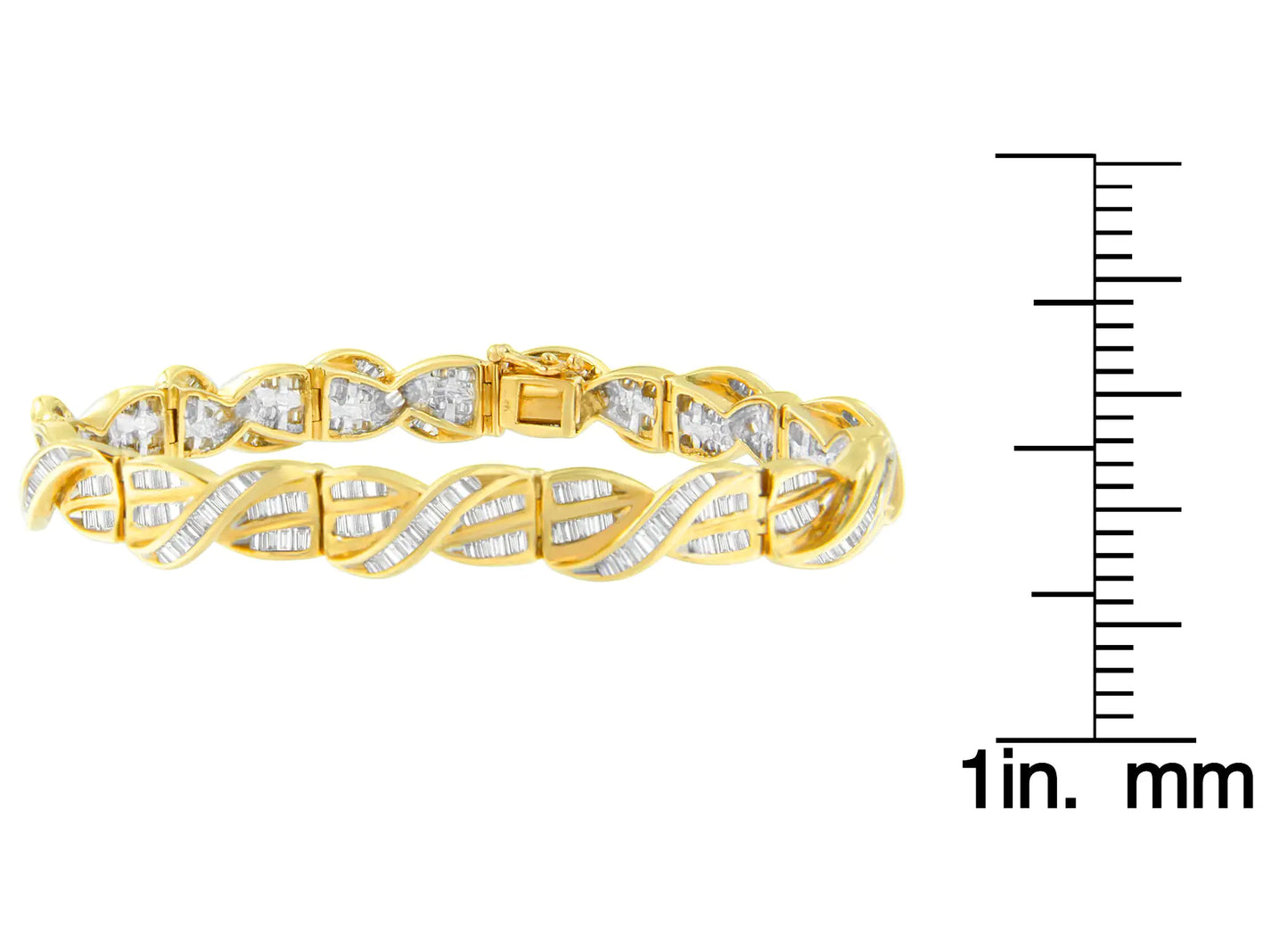 14K Yellow Gold Baguette Cut Diamond Bracelet (3.00 cttw, H-I Color, I1-I2 Clarity)