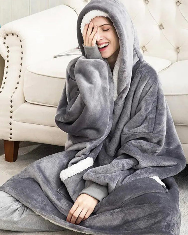 Hooded Winter Soft Plush Fleece Sofa Blanket