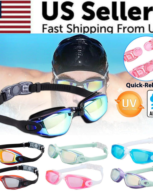 Clear Comfortable Swimming Goggles UV- Anti-Fog Swim Glasses Mirror Adult & Kids