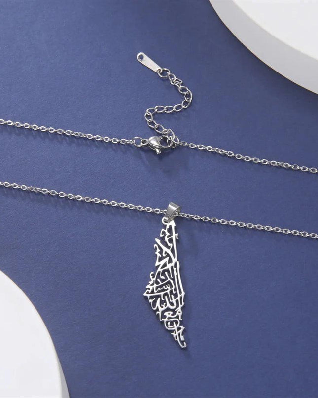 Unisex Stainless Steel Hollow Map Necklace