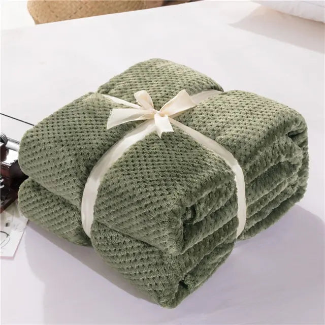 Fluffy Plaid Winter Bed Blankets