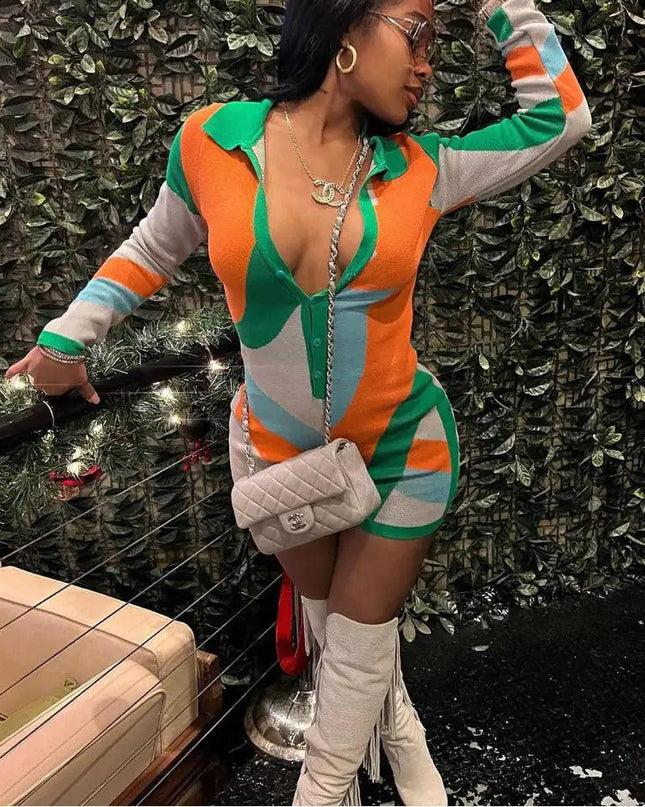 Feeling Myself Colorblock Sweater Knit Romper