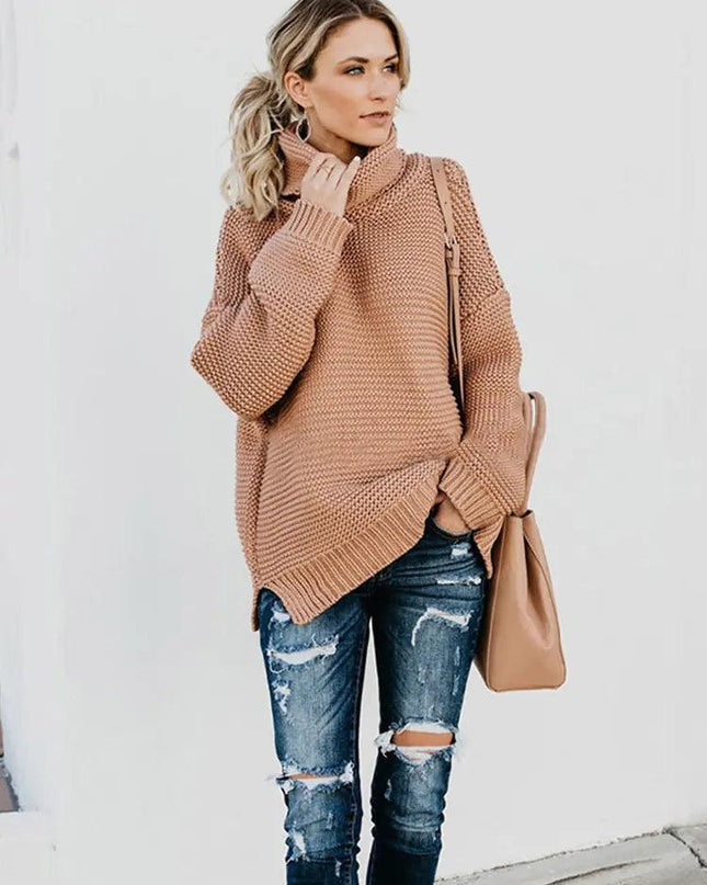 Warm Knitted Turtleneck Sweater Women