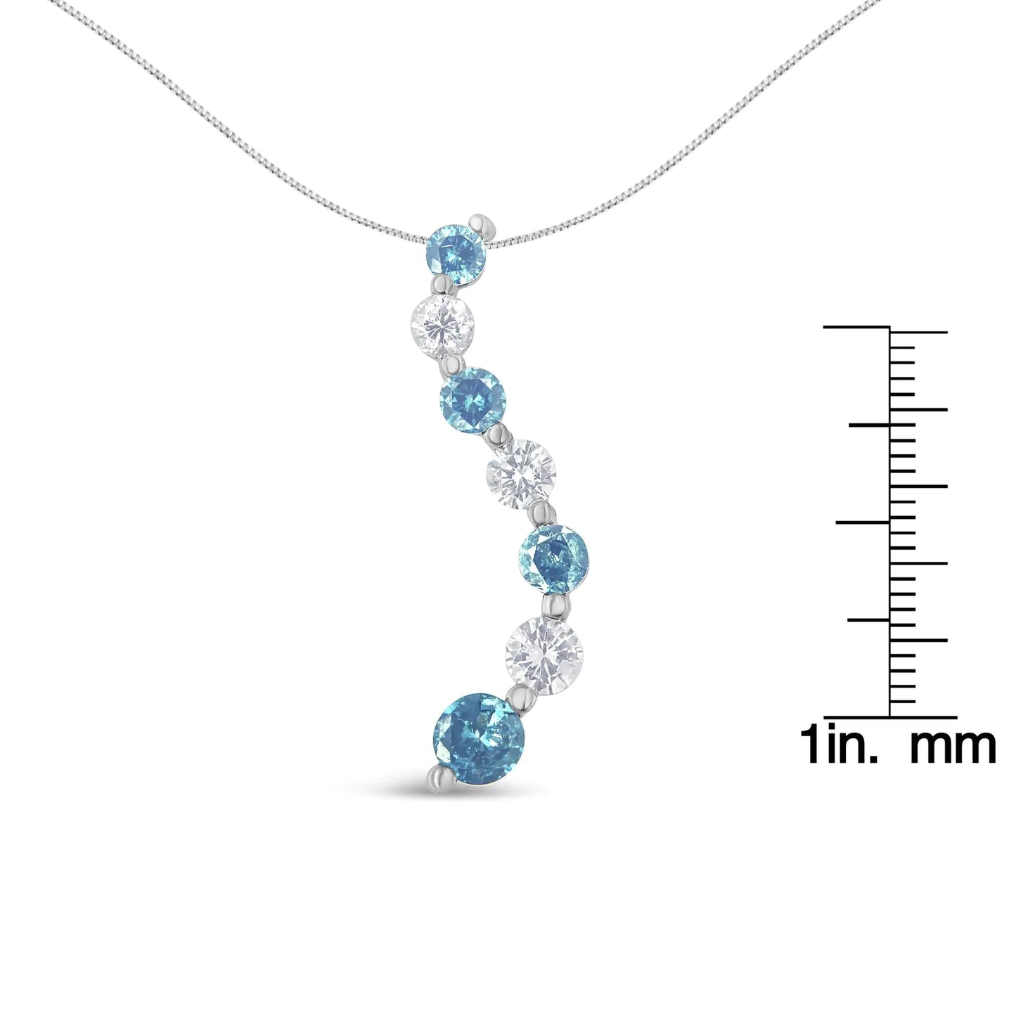 14K White Gold 1 3/4 cttw White and Treated Blue Diamond Pendant Necklace (H-I, SI2-I1)