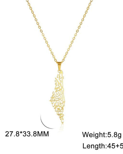 Unisex Stainless Steel Hollow Map Necklace