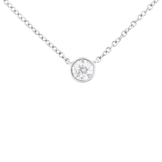 10K Gold 0.25 Carat Diamond Classic Bezel-Set Solitaire Pendant Necklace with 16"-18" Adjustable Chain (H-I Color, SI2-I1 Clarity)