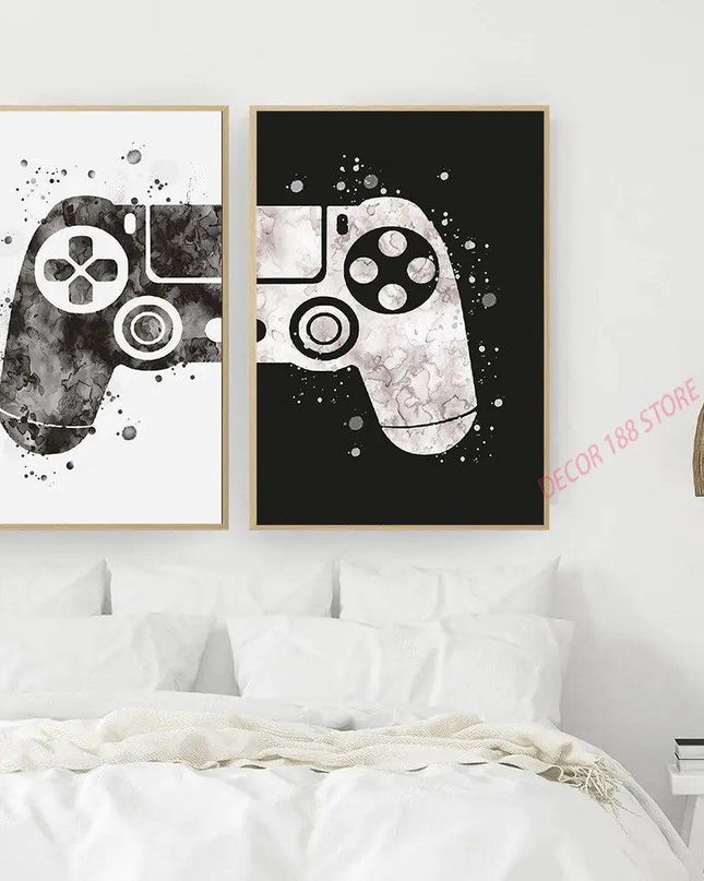 Video Game Prints Black White Posters Teen Boy Bedroom Decor