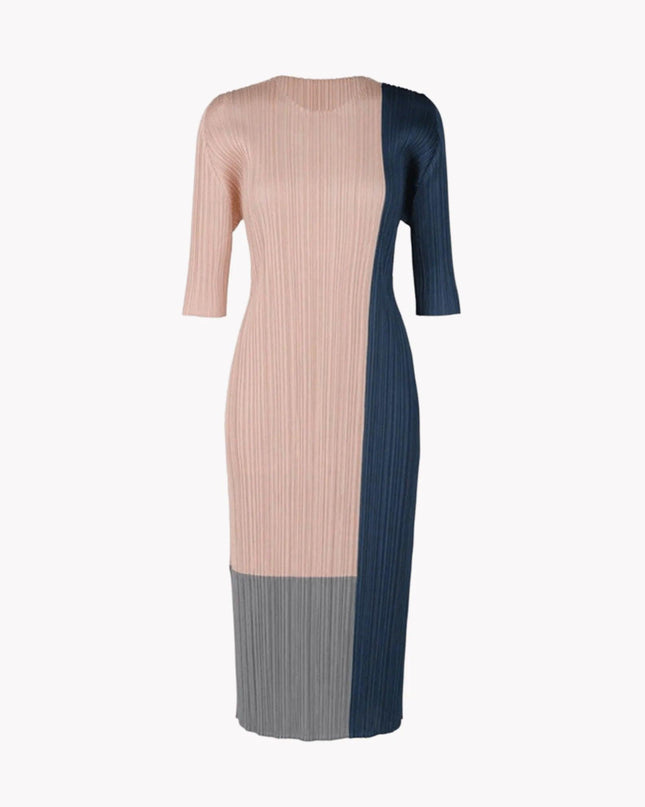 Color Block Pleated Dress