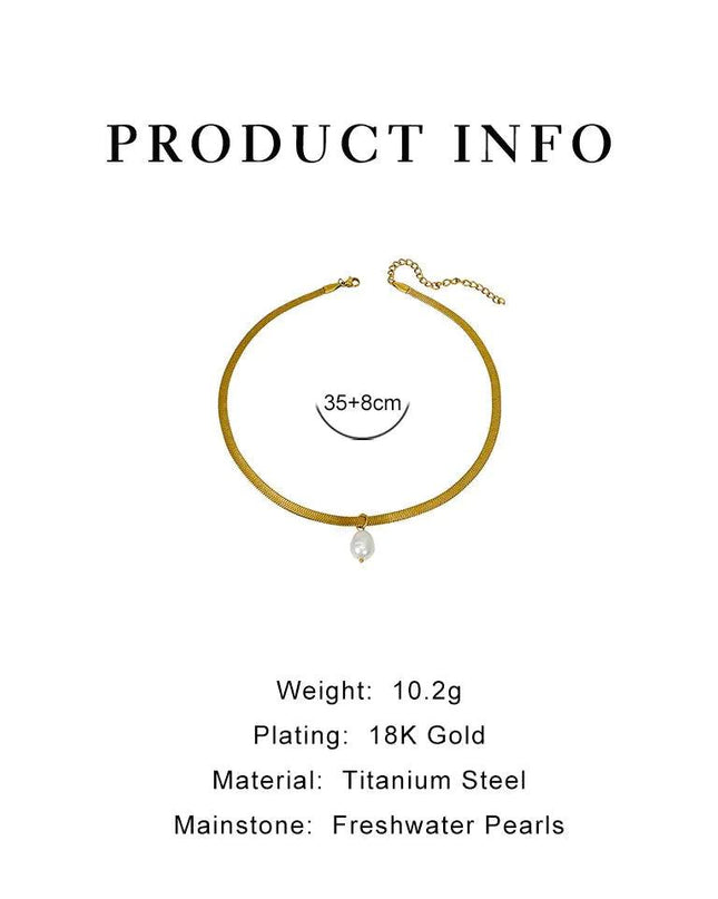 Wide Flat Snake Pearl Necklace