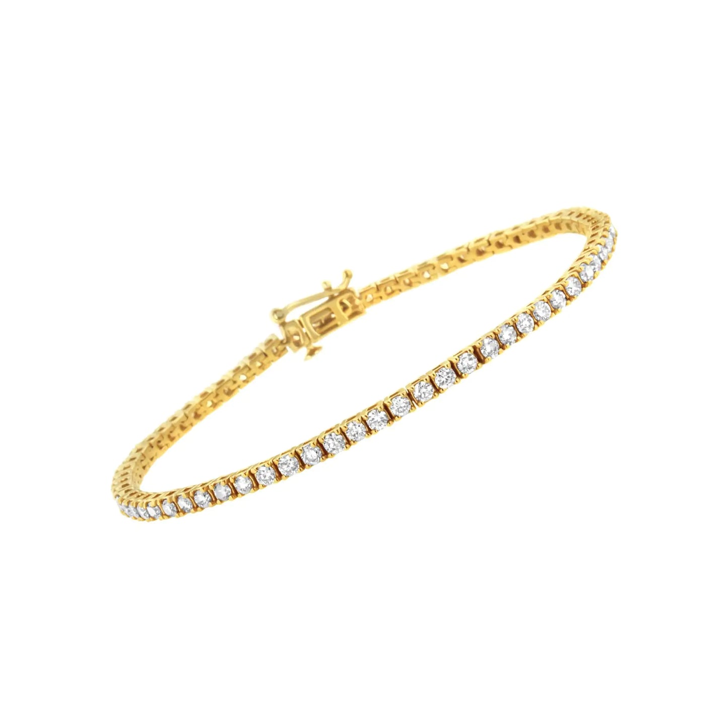 14K Yellow Gold Plated .925 Sterling Silver 3 cttw Diamond Tennis Bracelet - Size 7.25"