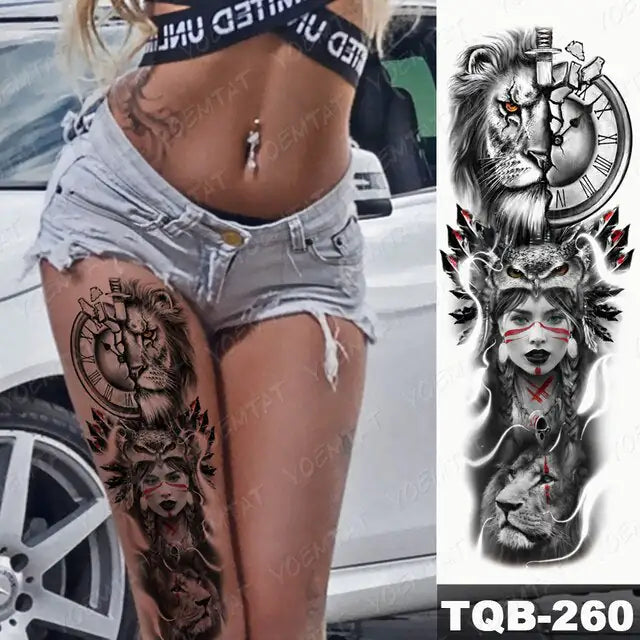 Lions in Gray Shaded Black Tattoos