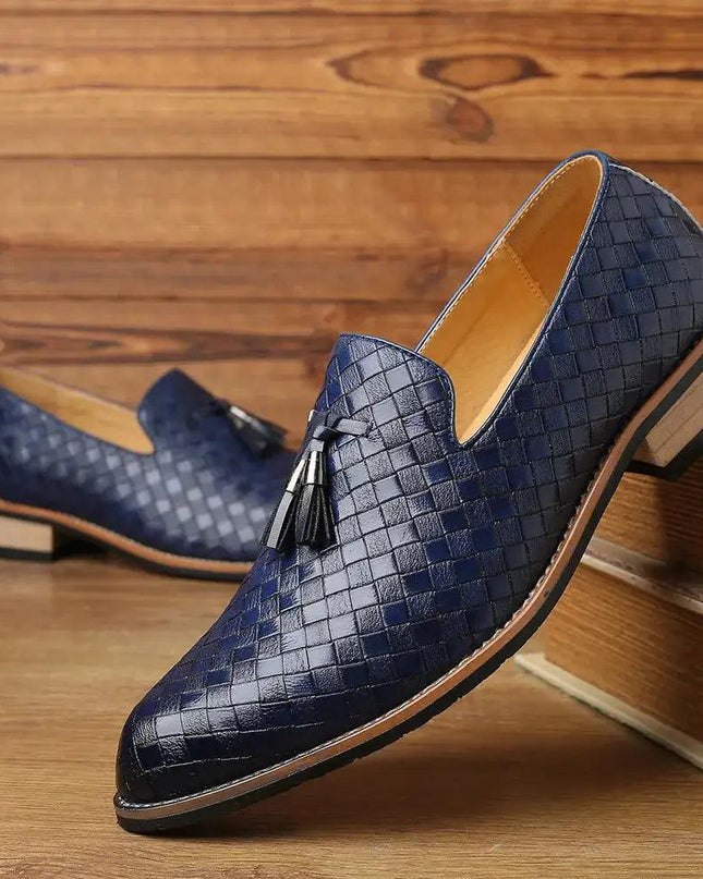 Vintage Patterned Vegan Leather Loafers for Men