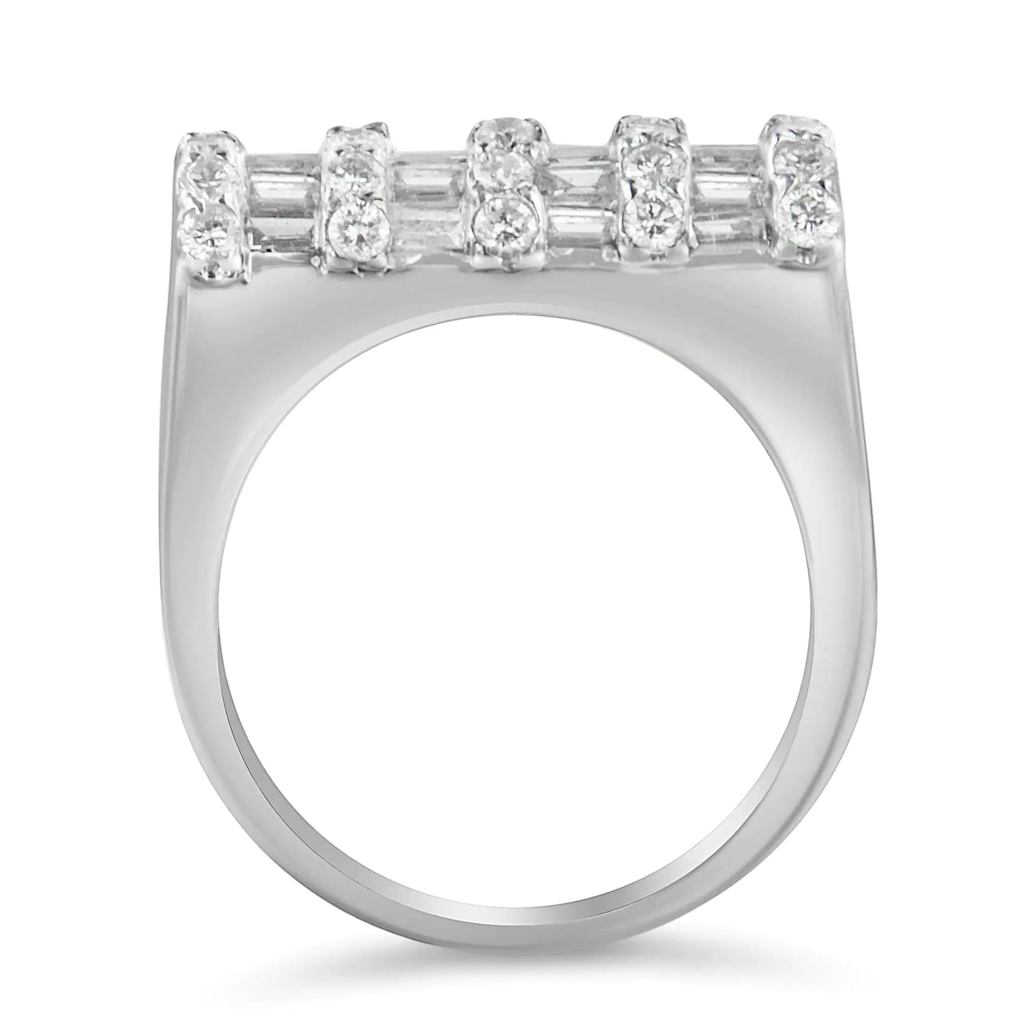 14K White Gold 1 7/8ct TDW Round and Baguette-cut Diamond Ring (G-H, SI2-I1)